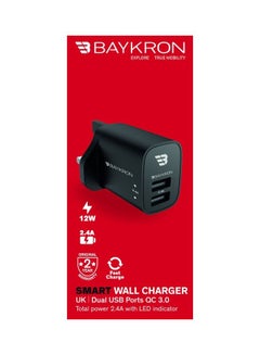 Buy Dual USB Ports Wall Charger Black in UAE