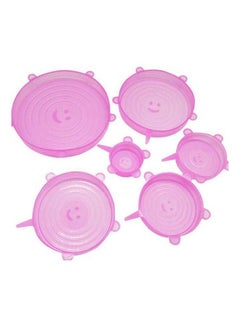 Buy Reusable Silicone Stretch Set Of 6 Lids For Bowl Cup Pot Pan Plate Dish Fruit Vegetable Covers Flexible Cooking Seal Microwave Mugs Lids Apply To All Kinds Of Food Storage Container Pink in Egypt