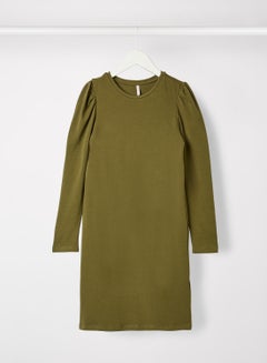 Buy Girls Puff Sleeve Mini Dress Green in UAE