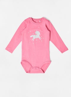 Buy Baby Girls Glitter Long Sleeve Bodysuit Pink in UAE