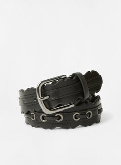 Buy Faux Leather Belt Black in Saudi Arabia