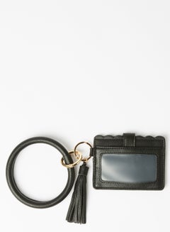 Buy Tassel Detail Printed Card Holder Black in UAE