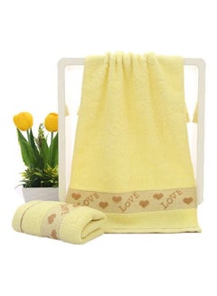 Buy Large Pure Cotton Bath Towel Yellow 8X8X5cm in Saudi Arabia