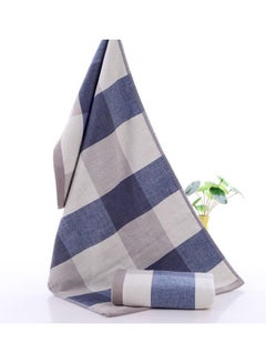 Buy 32-Piece Large Pure Cotton Bath Towel Gray/Blue 20X10X10cm in Saudi Arabia