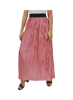 Buy Elastic Waist Pleated Detail Maxi Skirt Pink in UAE