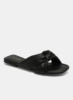 Buy Casual Plain Flat Sandals Black in Saudi Arabia