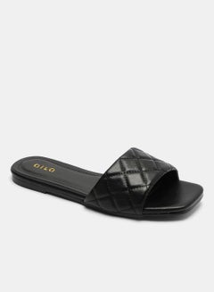 Buy Slip-On Casual Flat Sandals Black in Saudi Arabia