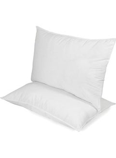 Buy 2-Piece Solid Bed Sleeping Pillow Set Cotton White 48x70cm in UAE