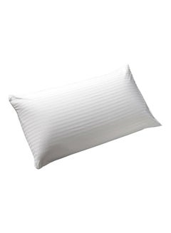 Buy Single Anti Allergic Cotton Satin Striped Pillow Cotton White 50x70cm in UAE