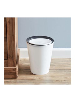 Buy Round Trash Can With Lid White 8.5Liters in Saudi Arabia