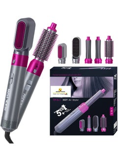 Buy 5 in 1 One Step Hair Dryer Styler Grey/Pink in UAE