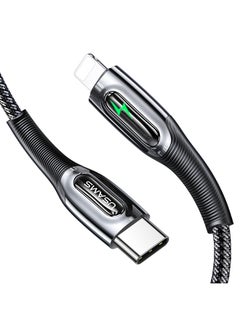 Buy Type-C To Lightning 20W Auto Power Off Smart Fast Charging Data Cable with Breathing LED Black in Saudi Arabia