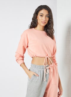 Buy Cropped Sweatshirt Pink in Saudi Arabia