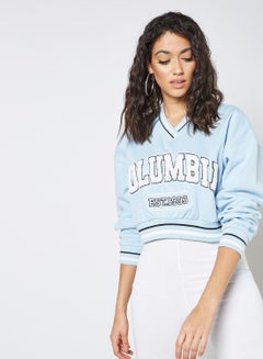 Buy Columbia Cropped Varsity Sweatshirt Blue in Saudi Arabia