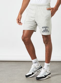 Buy Text Print Jersey Shorts Grey in Saudi Arabia