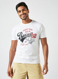 Buy Graphic Text Print T-Shirt White in UAE