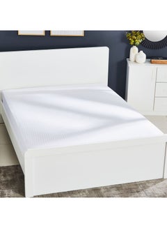 Buy Hamilton Striped Queen Fitted Sheet Cotton White in UAE