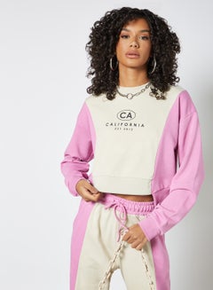 Buy Colorblock Sweatshirt White/Purple in UAE