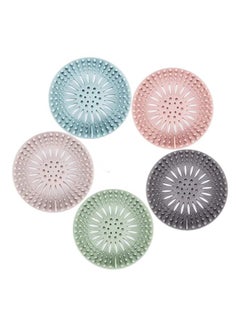 Buy 5-Pack Durable Silicone Hair Stopper Shower Drain Covers Multicolour 5.12 x 5.12 x 0.48inch in Saudi Arabia