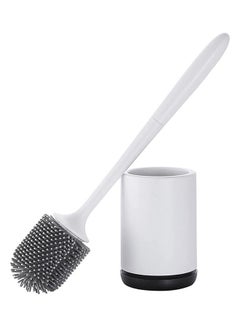 Buy Silicone Toilet Bowl Brush Set White/Black 43 x 11cm in UAE