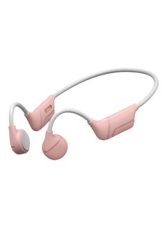 Buy V12 Bone Conduction Wireless BT 5.0 Headphones with Mic Pink/White in UAE
