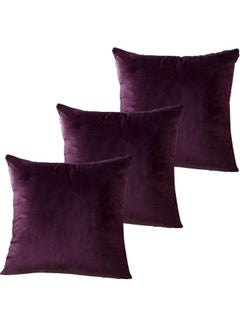 Buy 3-Piece Velvet Decorative Cushion Purple in Saudi Arabia