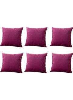 Buy 6-Piece Velvet Decorative Filled Cushion Pink in Saudi Arabia