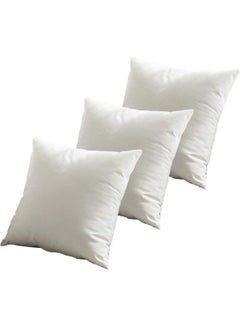 Buy 3-Piece Velvet Decorative Filled Cushion White in Saudi Arabia