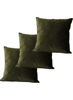 Buy 3-Piece Velvet Decorative Cushion Green in Saudi Arabia