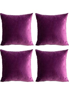 Buy 4-Piece Simple Velvet Decorative Cushion Purple in Saudi Arabia