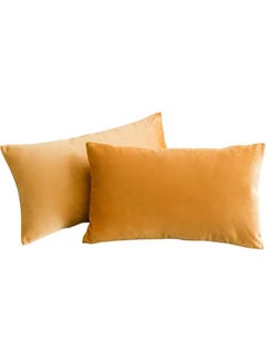 اشتري 4-Piece Velvet Decorative Pillow Orange في السعودية