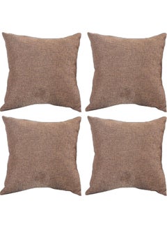 Buy 4-Piece Velvet Decorative Filled Cushion Brown in Saudi Arabia