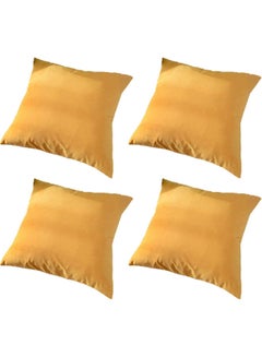 Buy 4-Piece Simple Velvet Decorative Cushion Yellow in Saudi Arabia