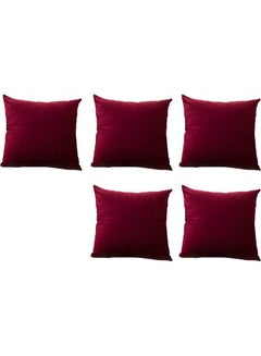 Buy 5-Piece Decorative Filled Cushion Red in Saudi Arabia