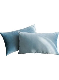 Buy 2-Piece Simple Velvet Decorative Pillow Blue in Saudi Arabia