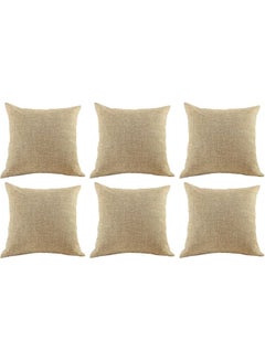 Buy 6-Piece Decorative Filled Cushion Beige in Saudi Arabia