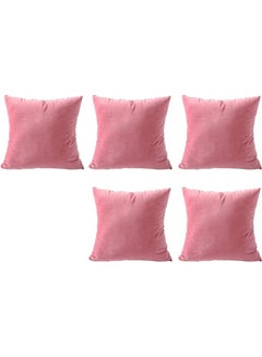 Buy 5-Piece Velvet Decorative Filled Cushion Pink in Saudi Arabia