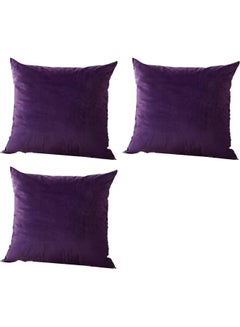 Buy 3-Piece Velvet Decorative Cushion Purple in Saudi Arabia