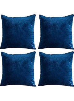 Buy 4-Piece Simple Velvet Decorative Cushion Blue in Saudi Arabia