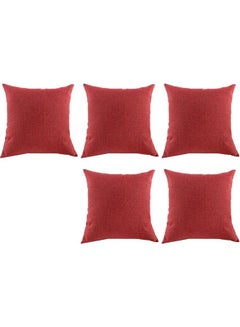 Buy 5-Piece Decorative Filled Cushion Red 30x30cm in Saudi Arabia