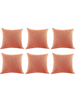 Buy 6-Piece Decorative Filled Cushion Orange in Saudi Arabia