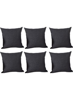 Buy 6-Piece Solid Decorative Cushion Black in Saudi Arabia