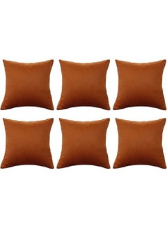 Buy 6-Piece Velvet Decorative Cushion Orange in Saudi Arabia