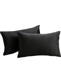 Buy 2-Piece Velvet Decorative Filled Cushion Black in Saudi Arabia