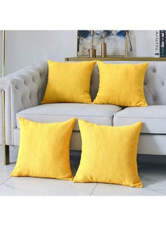 Buy 2-Piece Decorative Filled Cushion Yellow in Saudi Arabia