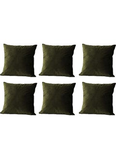 Buy 6-Piece Velvet Decorative Cushion Green in Saudi Arabia