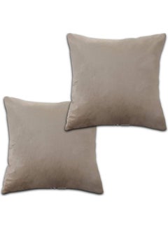 Buy 2-Piece Velvet Decorative Cushion Beige in Saudi Arabia