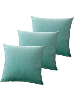 Buy 3-Piece Velvet Decorative Filled Cushion Green 30x30cm in Saudi Arabia