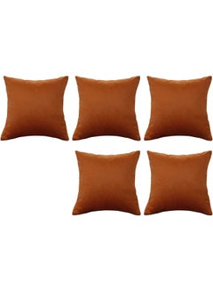 Buy 5-Piece Velvet Decorative Cushion Brown in Saudi Arabia