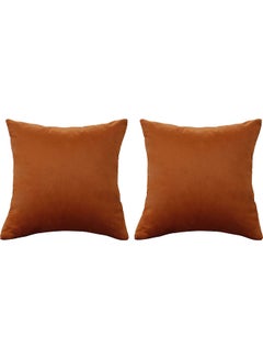 Buy 2-Piece Velvet Decorative Filled Cushion Orange in Saudi Arabia